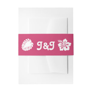 Tropical Hibiscus in Raspberry Invite Belly Band Invitation Belly Band