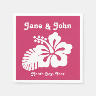 Tropical Hibiscus in Raspberry Napkins