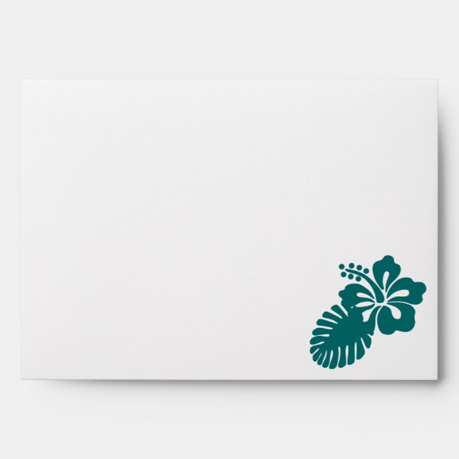 Tropical Hibiscus in Teal Envelopes (Front)
