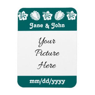Tropical Hibiscus in Teal Save-the-Date Magnet