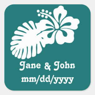 Tropical Hibiscus in Teal Sticker