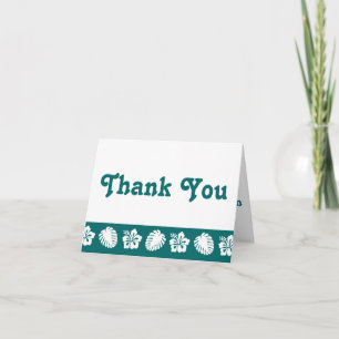 Tropical Hibiscus in Teal Thank You Card