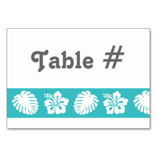 Tropical Hibiscus in Turquoise Table Card