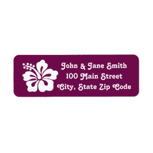 Tropical Hibiscus in Wine Return Address Label