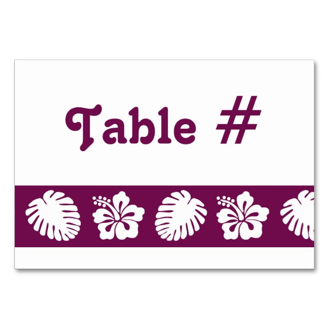 Tropical Hibiscus in Wine Table Card (Front)