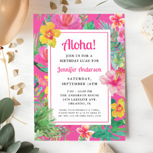 Tropical Hibiscus Luau Birthday Celebration Invitation