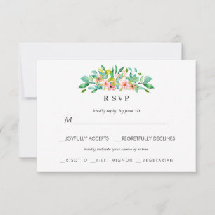 Tropical Hibiscus LUAU Wedding RSVP meal choice Card