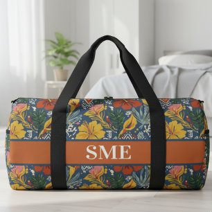Tropical Hibiscus Monogram – Bright Travel Gift Duffle Bag