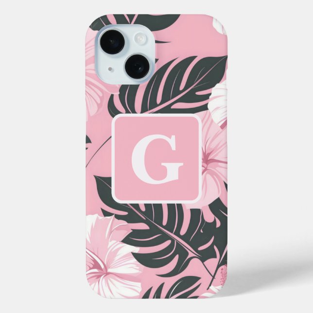 Tropical Hibiscus Monogram fleece blanket Case-Mate iPhone Case (Back)