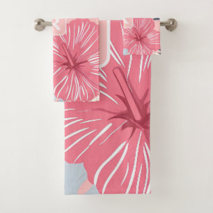 Tropical Hibiscus Monogram personalised Bath Towel Set
