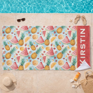 Tropical Hibiscus & Palm Leaf Beach Towel