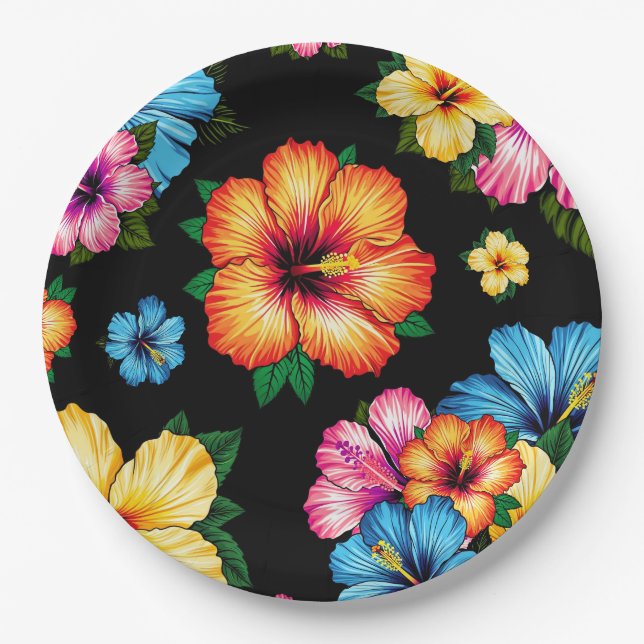 Tropical Hibiscus  Paper Plate (Front)