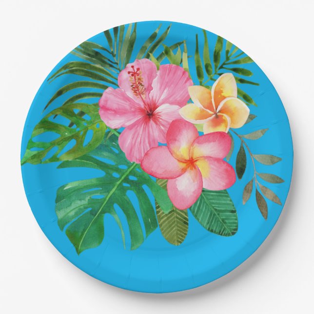 Tropical Hibiscus Paper Plate (Front)