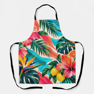Tropical Hibiscus Paradise Botanical Art Apron