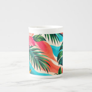 Tropical Hibiscus Paradise Botanical Art Bone China Mug