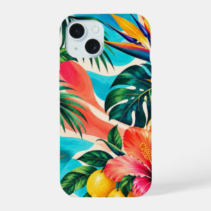 Tropical Hibiscus Paradise Botanical Art iPhone 15 Case