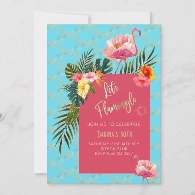 Tropical Hibiscus Party Invitation (Front)