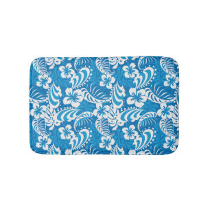 Tropical Hibiscus Pattern Bath Mat