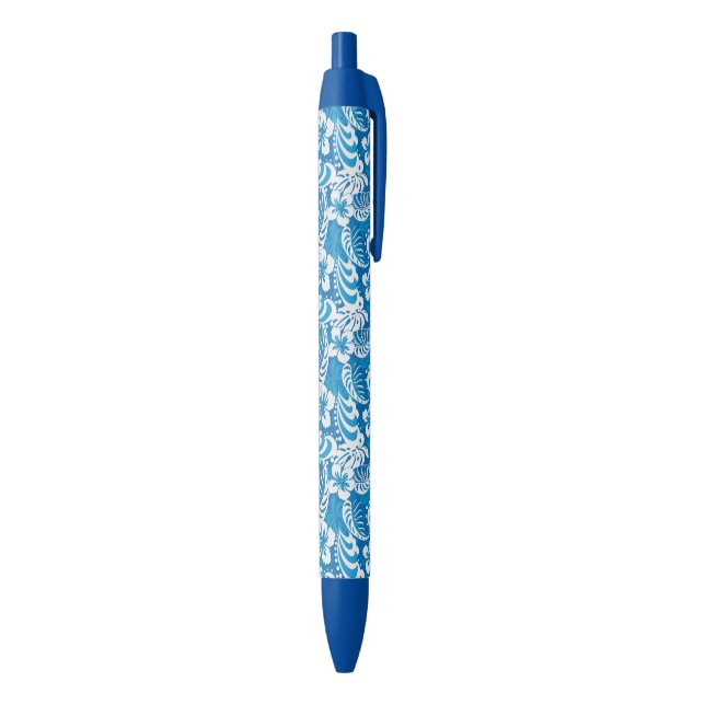 Tropical Hibiscus Pattern Black Ink Pen (Bottom (Vertical))