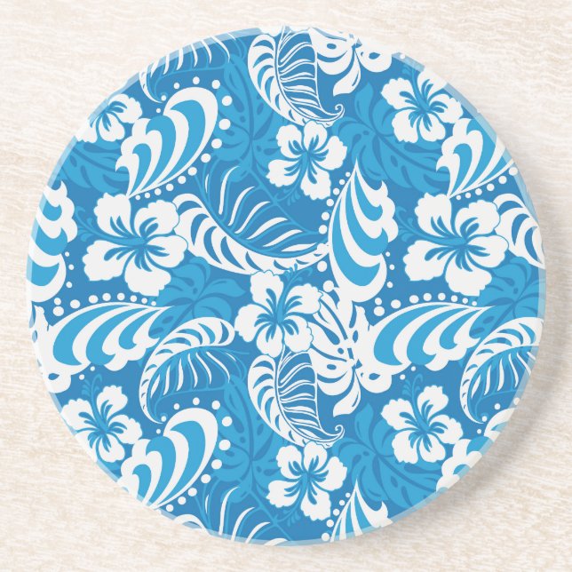 Tropical Hibiscus Pattern Coaster (Front)