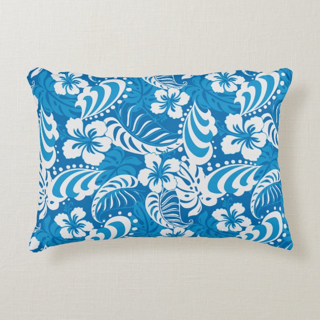Tropical Hibiscus Pattern Decorative Cushion (Front)