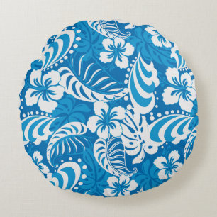 Tropical Hibiscus Pattern Round Cushion
