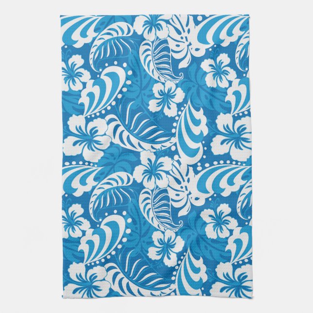 Tropical Hibiscus Pattern Tea Towel (Vertical)