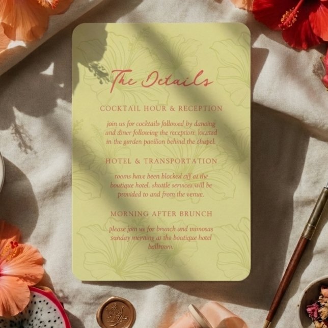 Tropical Hibiscus Pattern Vibrant Wedding Enclosure Card (Invite guests to your destination wedding day with this Tropical Hibiscus Pattern Vibrant Card!)