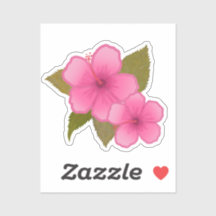 TROPICAL HIBISCUS PINK FLOWER STICKER