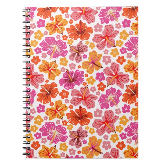 Tropical hibiscus - pink & orange notebook (Front)
