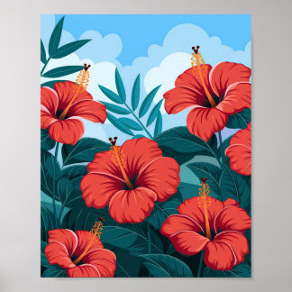 Tropical Hibiscus Poster – Colourful Flower