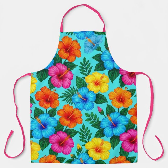 Tropical Hibiscus Professional Culinary Apron (Front)