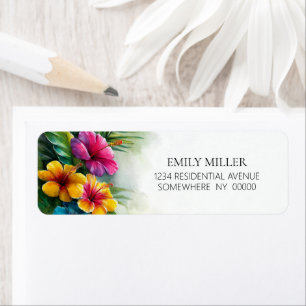 Tropical Hibiscus Return Address Label