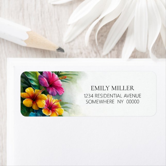 Tropical Hibiscus Return Address Label (Insitu)