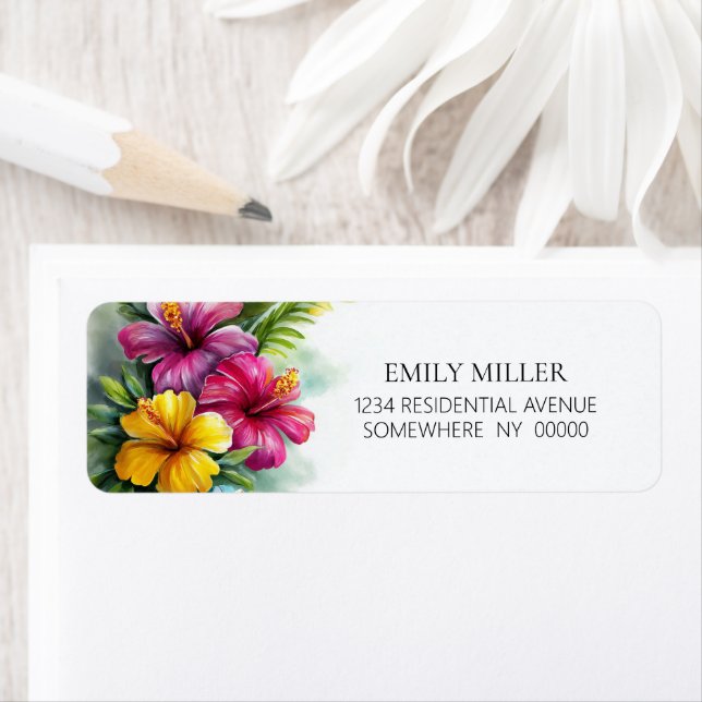 Tropical Hibiscus Return Address Label (Insitu)