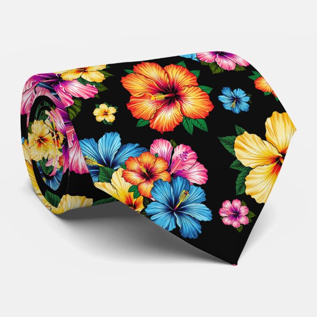 Tropical Hibiscus Tie (Rolled)