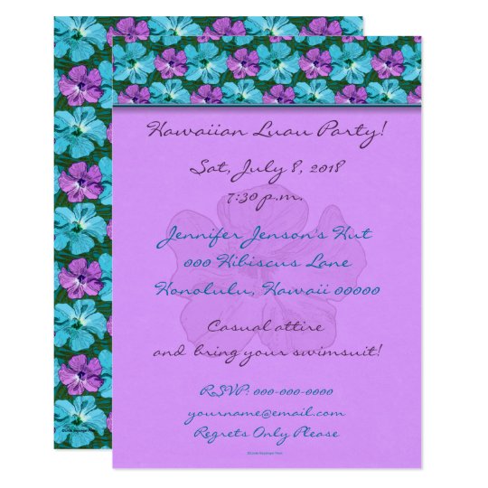 Tropical Hibiscus Turquoise and Purple Card