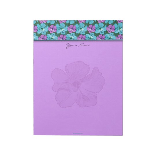 Tropical Hibiscus Turquoise and Purple Notepad