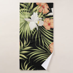 Tropical Hibiscus: Vintage Floral Pattern Bath Towel