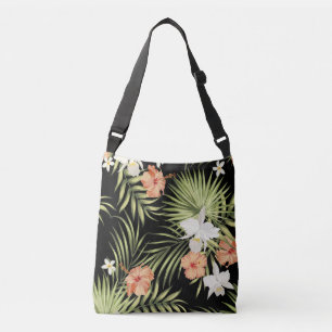 Tropical Hibiscus: Vintage Floral Pattern Crossbody Bag