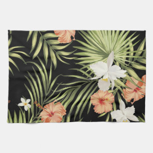 Tropical Hibiscus: Vintage Floral Pattern Tea Towel