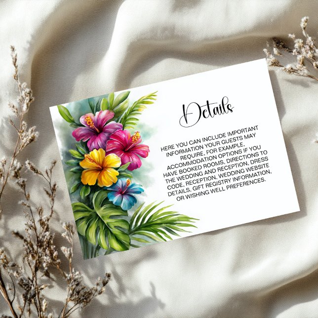 Tropical Hibiscus Wedding Details Enclosure Card (Creator Uploaded)