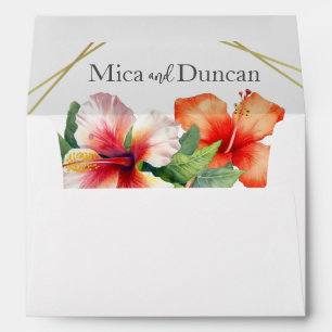 Tropical Hibiscus Wedding Envelope
