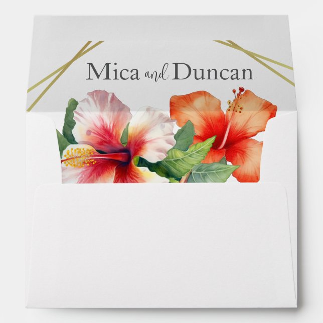 Tropical Hibiscus Wedding Envelope (Back (Bottom))