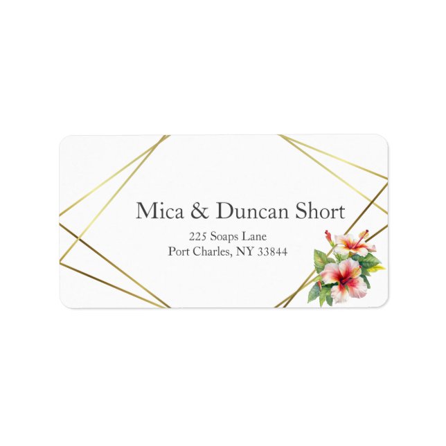 Tropical Hibiscus Wedding Label (Front)