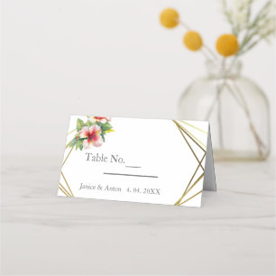 Tropical Hibiscus Wedding Place Card
