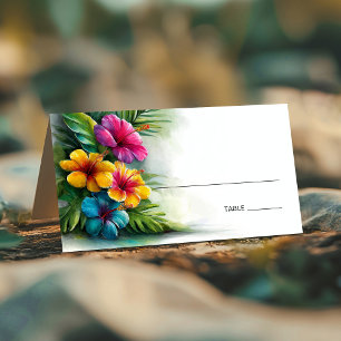 Tropical Hibiscus Wedding Place Card