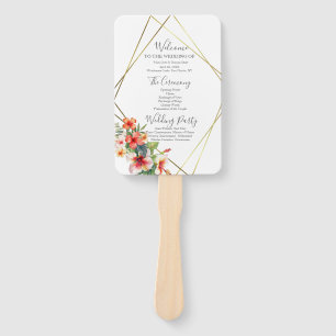 Tropical Hibiscus Wedding Program Hand Fan