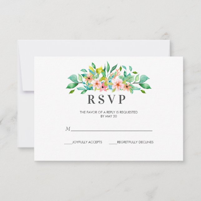 Tropical Hibiscus  | wedding RSVP with Card (Front)
