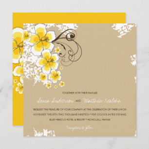 Tropical Hibiscus Yellow Luau Beach Wedding Invite